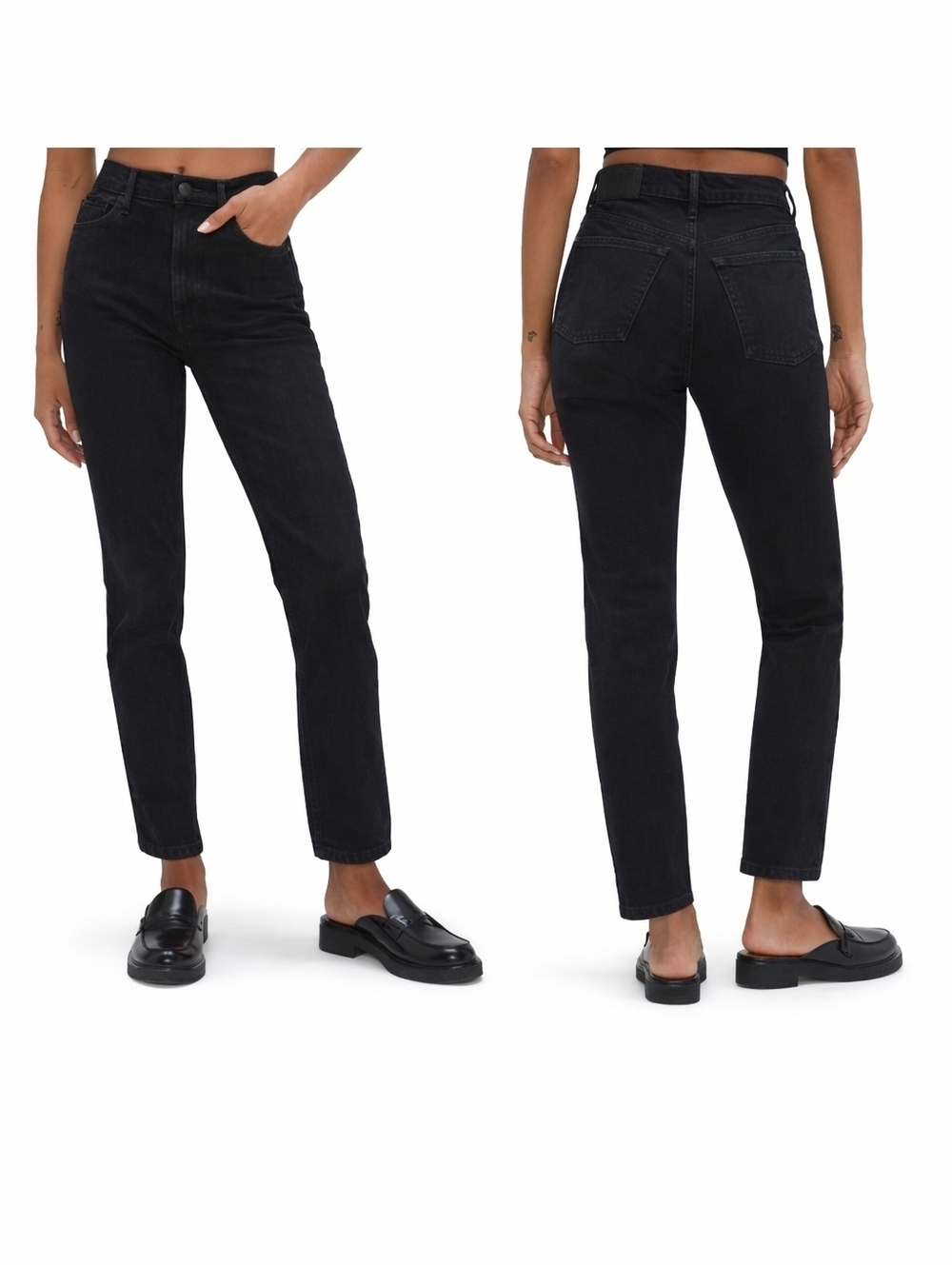 Everlane The Original Cheeky Organic Cotton Crop Jeans in Washed Black Size 27